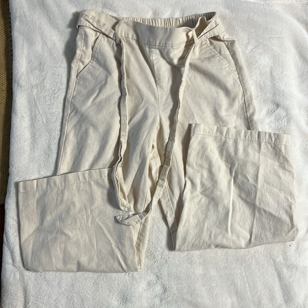 J Crew Cream Wide-Leg Pants with Drawstring - Picture 4 of 9